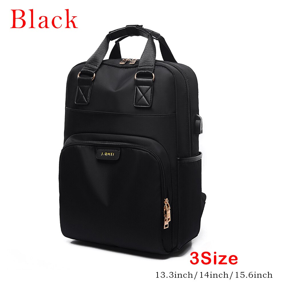 Mochila JODIMITTY impermeable para ordenador portátil, mochila de para mujer, mochila de 13-15,6 pulgadas, mochila para mujer y hombre, tela Oxford, negro y rosa: black / 15.6 inch