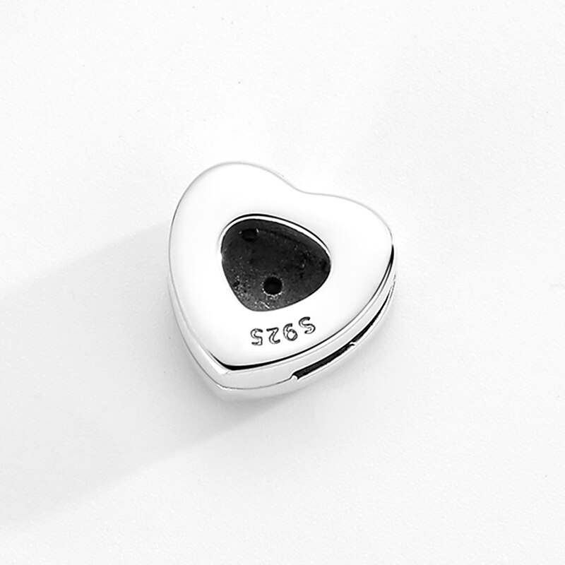Neue 925 Sterling Silve Zirkon Herz form Perlen Clip für Schmuck Herstellung passend Reflexion Armbänder DIY Valentinstag