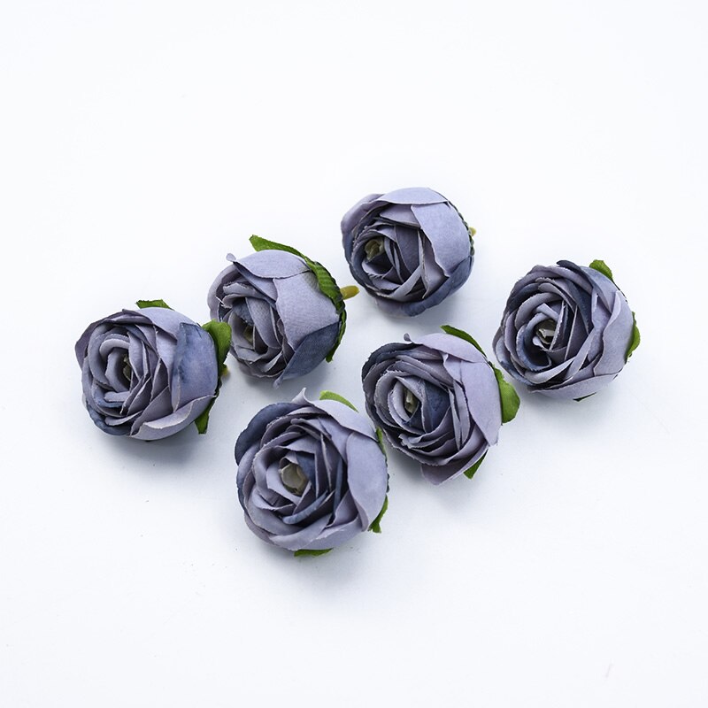 6 st te rosor huvud självlåda juldekorationer till hemmet bröllop bröllop tillbehör röjning konstgjorda blommor billigt: 8