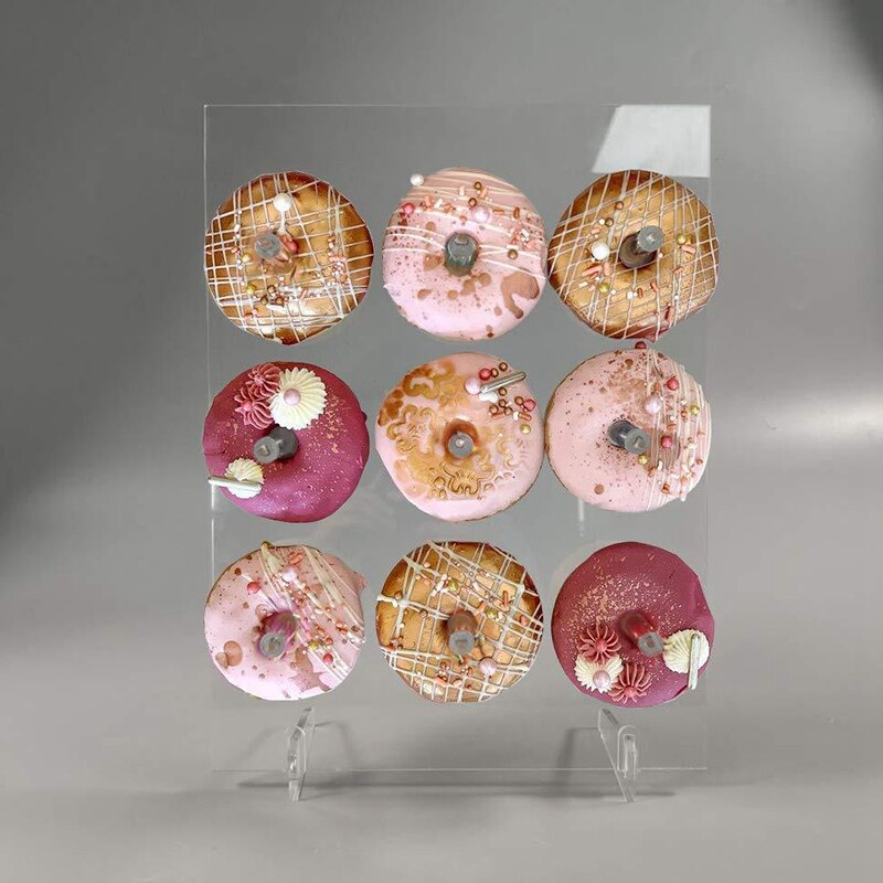 Acryl Donut Muur Display Met Ezel Stand Clear Bagel Donut Houder Board Voor Partijen Sweets Tafels Bruiloft Traktaties