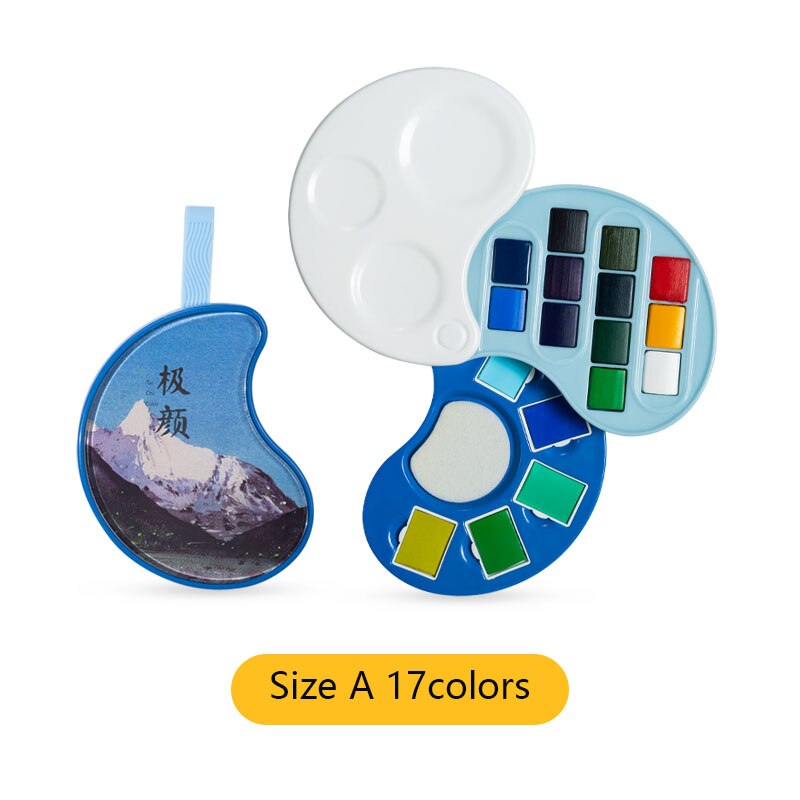 Draagbare Reizen Effen Aquarel Verf Set Parel Pigment Voor Tekening Art Supplies: Size A 17 colors