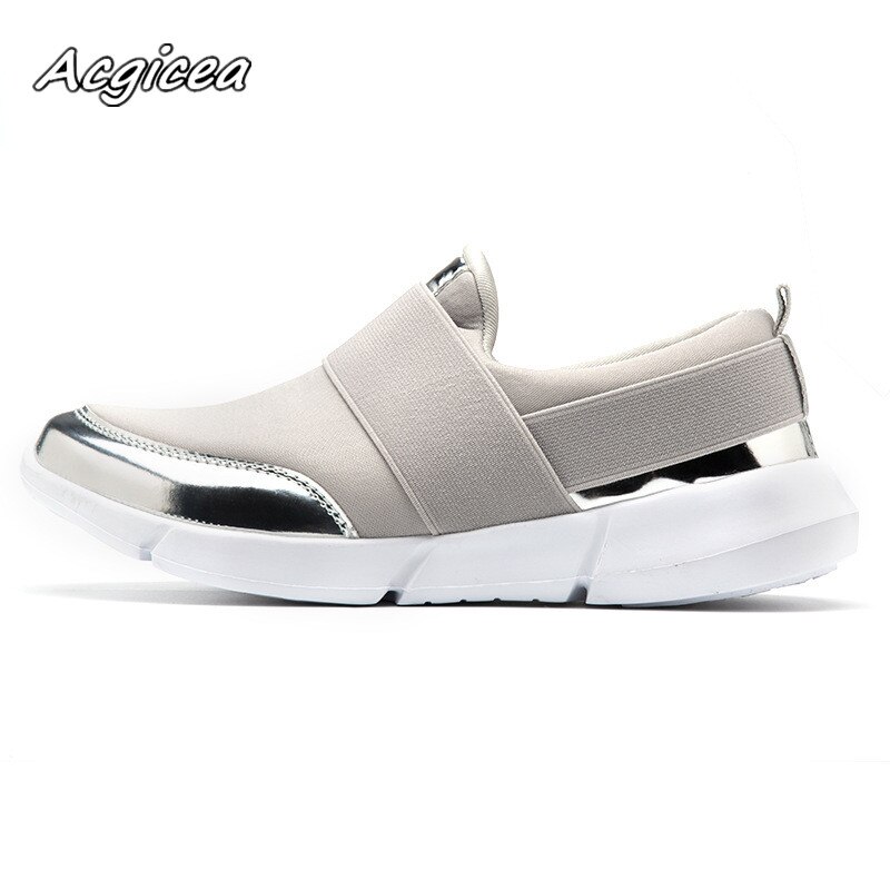 Dam loafers lätta kvinnor skor mesh andas sneakers kvinnor fritidsskor grå mjuka kvinnliga skor 35-42: Grå / 36