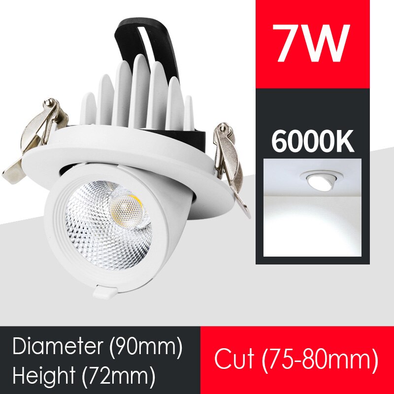 Dimbare LED Spots Olifant Neus Lamp Ingebed Plafond COB Downlight Woonkamer Gangpad Kleding Winkel Verlichtingsarmaturen: 7W --- Cold White