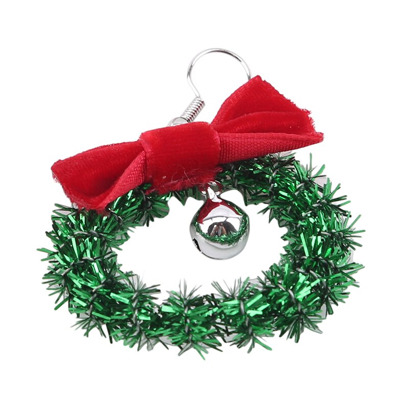 Christmas Wreath Dangle Earrings Jingle Bell Red Bow Women Christmas Earrings Year For Women