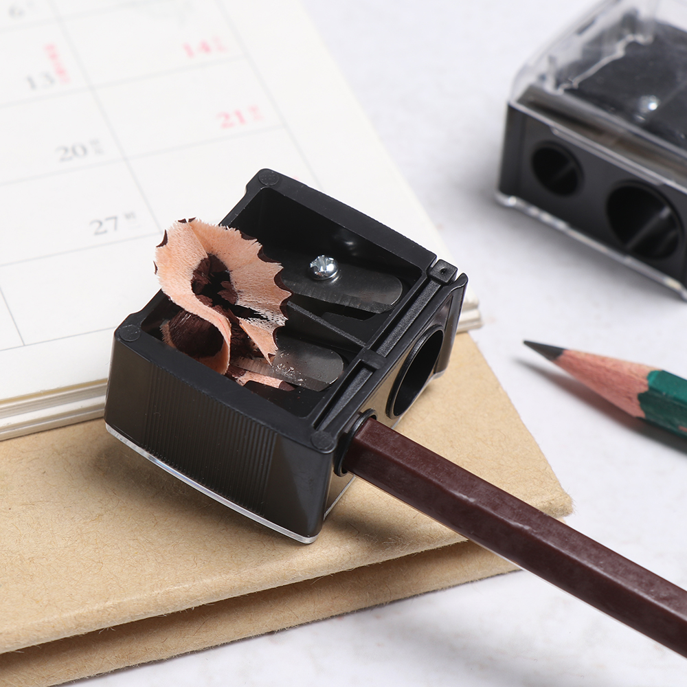 1PC Classical Makeup Pen Sharpener Double Hole Black Pencil Sharpener For Women School Supplies Stationery