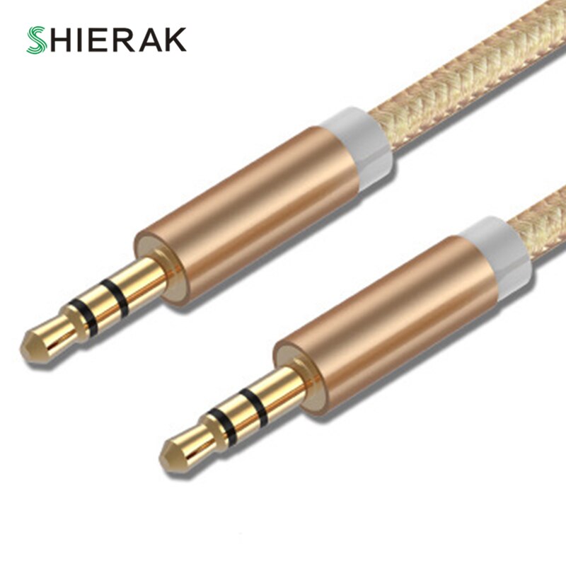 SHIERAK 3.5mm AUX Male Naar Male Audio Kabel 1 m Hoofdtelefoon Verlengsnoer Aluminium Nylon Draad Aansluiting Extension draad