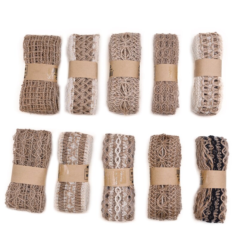 2m naturliga jute säckväv band vintage ihåliga band bröllopsfestival dekoration gör-det-själv hantverk inslagning leveranser