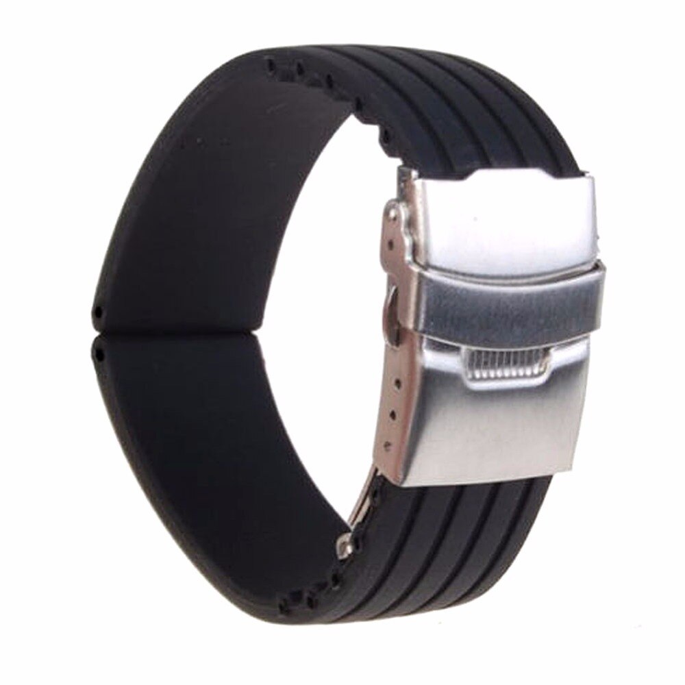 18mm/ 20mm/22mm/24mm reloj hombre Silicone Rubber Watch Strap Deployment Buckle Waterproof Band women's watches Accessories