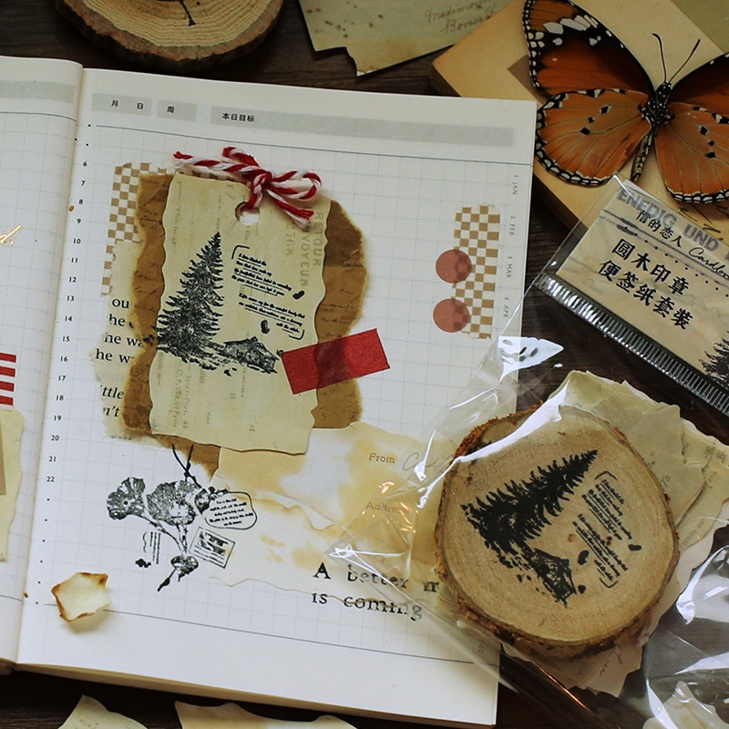 Djur skog vintage trästämplar set gummitätning för gör-det-själv pappersvaror scrapbooking handbok dagbok brev dekor