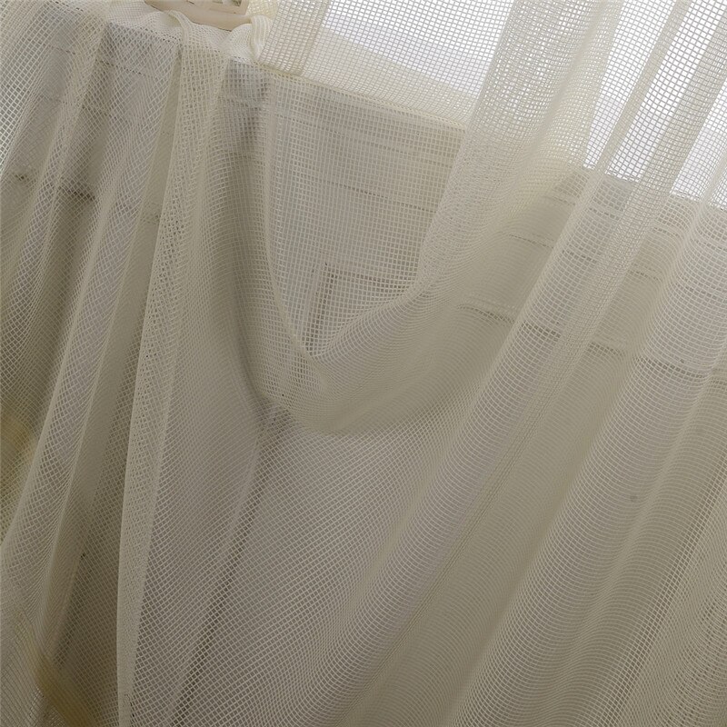 Cortinas transparentes de celosía para dormitorio, pantalla de ventana hueca blanca y Beige, decoración del hogar Jinya, paneles elegantes de tul para Hotel y granja: White Hooks / W100xH200 cm