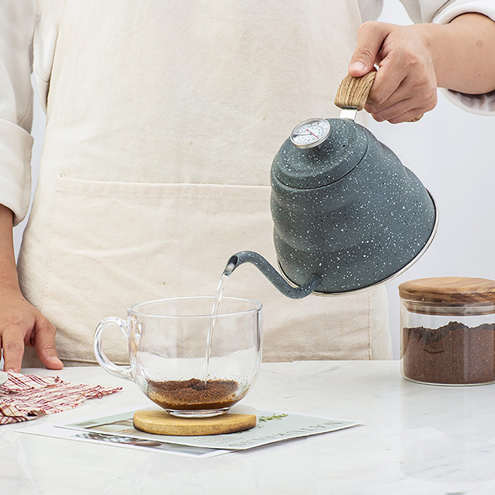 500mlCoffee Kettle Coffee Teapot Stainless Steel 304 Painted European Style Gooseneck Kettle Heat Resistant Coffee Pot