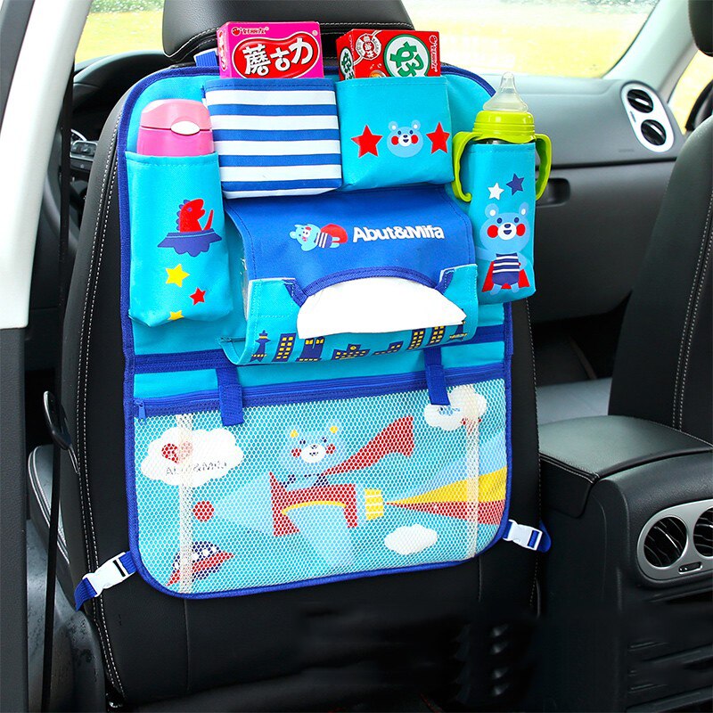 Multifunktionel bilsæde bageste ryg opbevaringsbag bagsæde hængende tasker polyester bil opbevaringsboks sikkerhedssæde arrangør forsyninger: 1