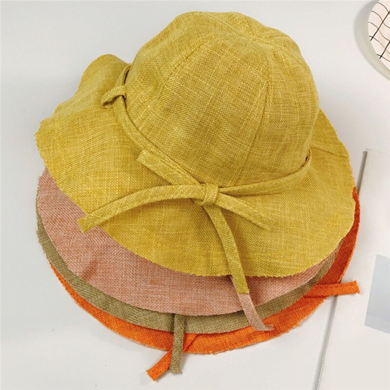 Bälte slips platt topp sy barn rosett canvas barn fiskare casual hatt