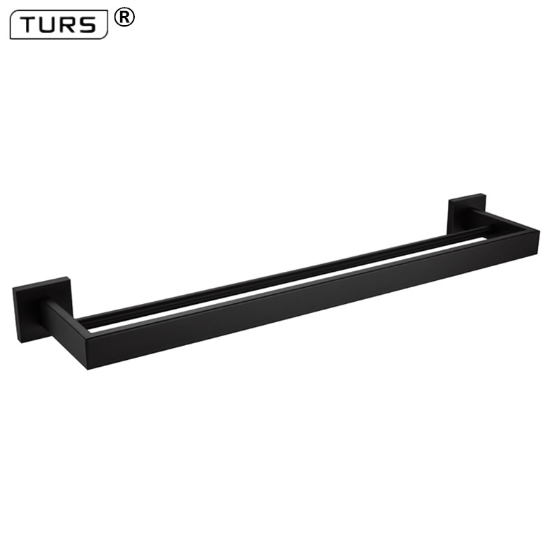 SUS 304 Stainless Steel Bathroom Hardware Set Black Matte Paper Holder Toothbrush Holder Towel Bar Bathroom Accessories: Double Towel Bar