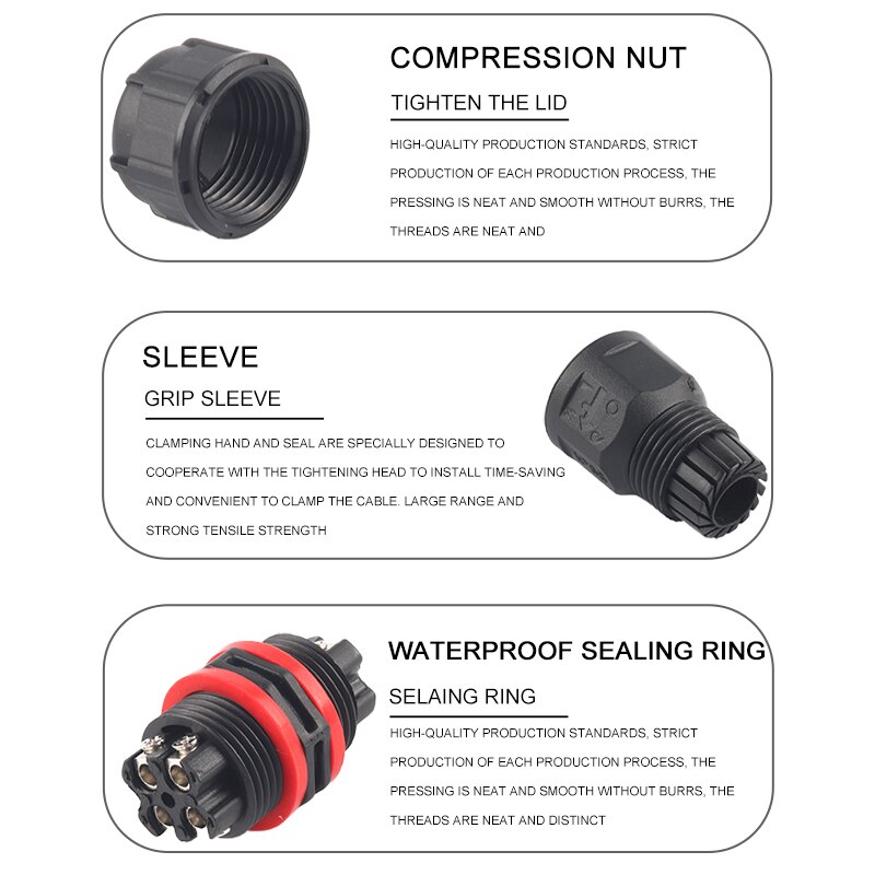 Conector a prueba de agua IP68, forma de E/S/T, 2/3/4/5 Pines, adaptador de Terminal eléctrico, conector de Cable para conexión de luz LED al aire libre