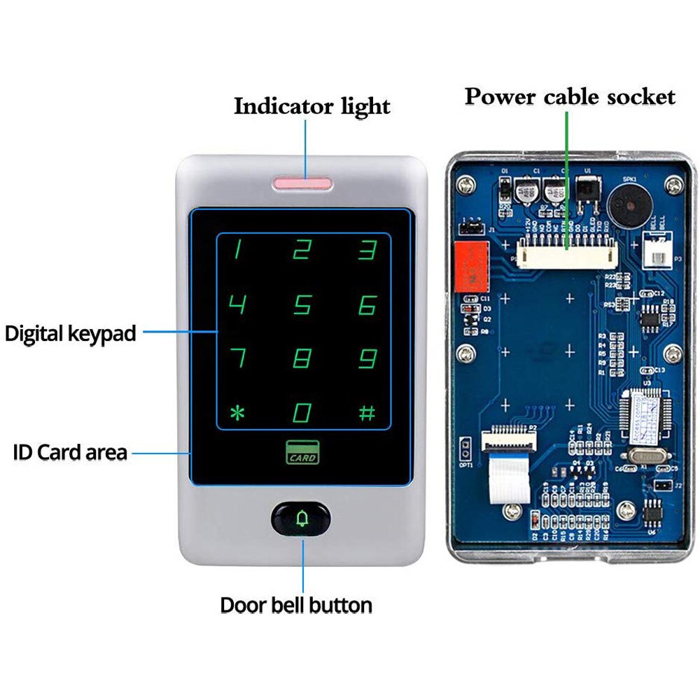 Standalone Access Control System 125KHZ RFID Keypad Metal Touch Waterproof IP65 Door Lock Security System WG26 input/output