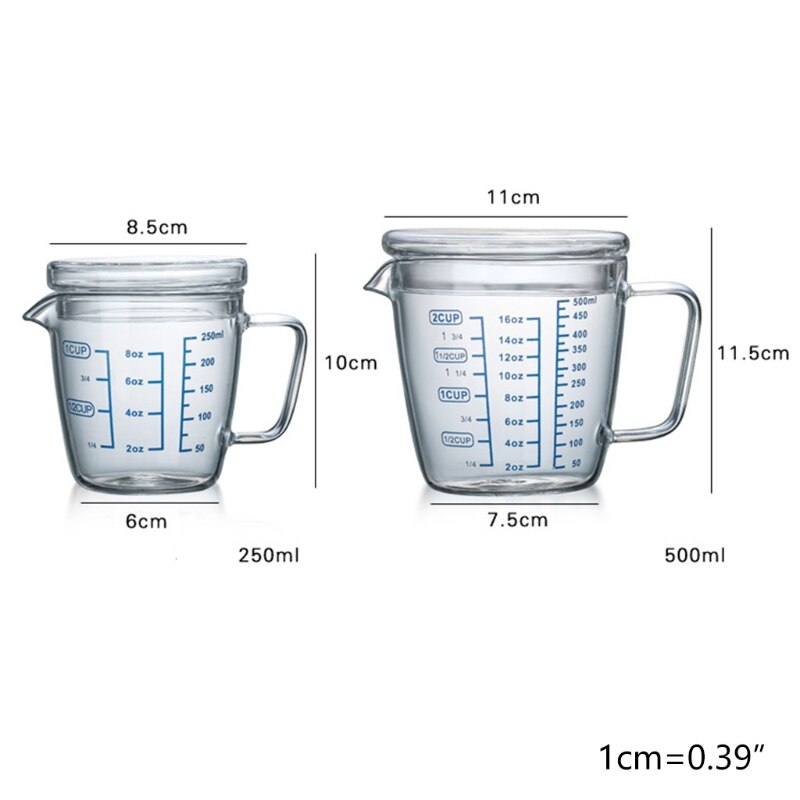 Heat Resistant Glass Measuring Cup Scale Marking Cup Microwave Measuring Cup with Lid
