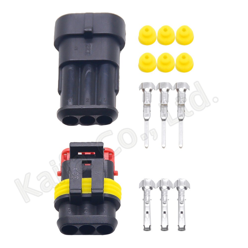 10 sets Kit 1P 2P 3P 4P 5P 6Pins Way AMP 1.5 Super seal Waterproof Electrical automotive Wire Connector Plug for car Motorcycle: 3P
