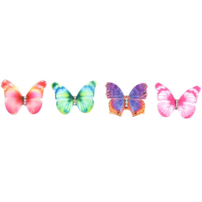 Apliques de mariposa de tela de Organza de Color degradado, 38Mm, mariposa de gasa translúcida para decoración de , adorno de muñeca, 50 Uds.