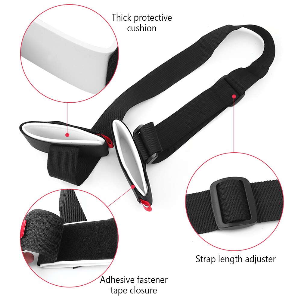 1.2M Ski Carrier Straps Handle Adjustable Snowboard Shoulder Strap Handle Skis Sling Braces Hand Carrier Black Hook Loop