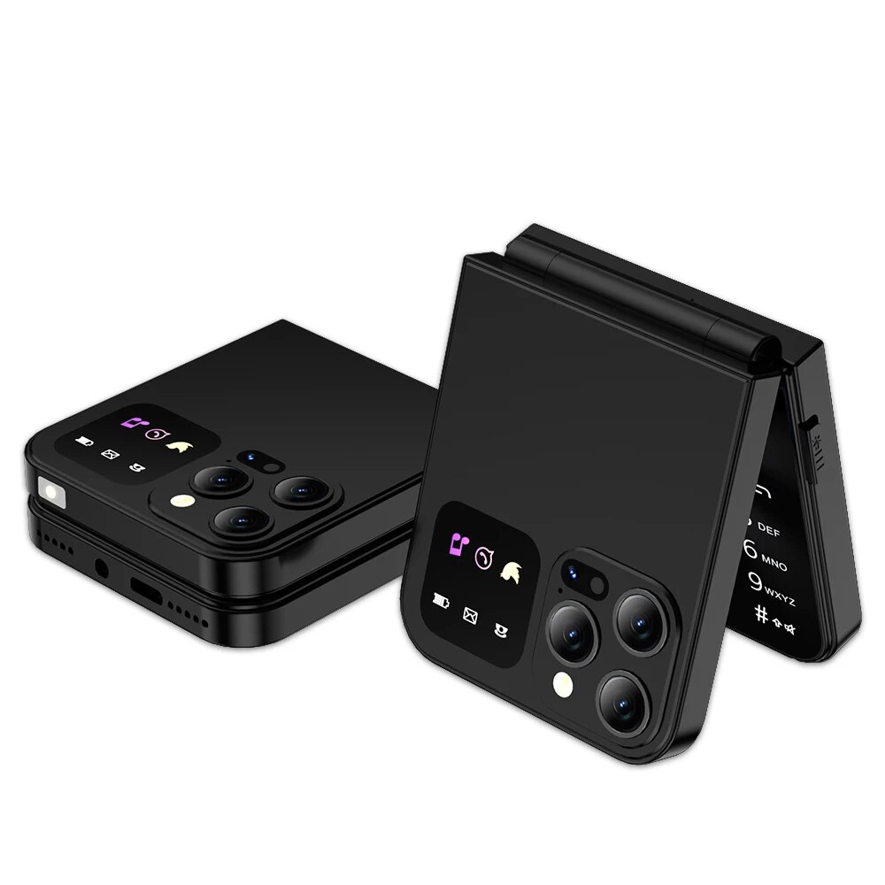 Servo a50 pro dobrável telefone móvel automático rádio fm chamada registro velocidade dial voz mágica dupla sim gsm desbloqueado celular 2.4 "tipo-c: Branco