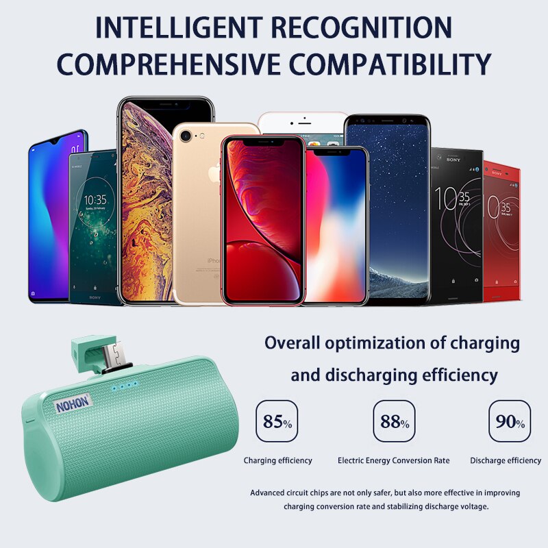 NOHON-Banco de energía para iPhone, Xiaomi, Samsung y Huawei, interfaz Micro tipo C de Apple, cargador de batería externo portátil de 3000mAh