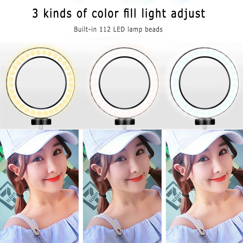 Fotografie LED Selfie Ring Licht 16/20CM Dimmbare Kamera Telefon Ring Lampe 6 zoll Mit Tisch Stative Für machen-hoch Video Live Studio