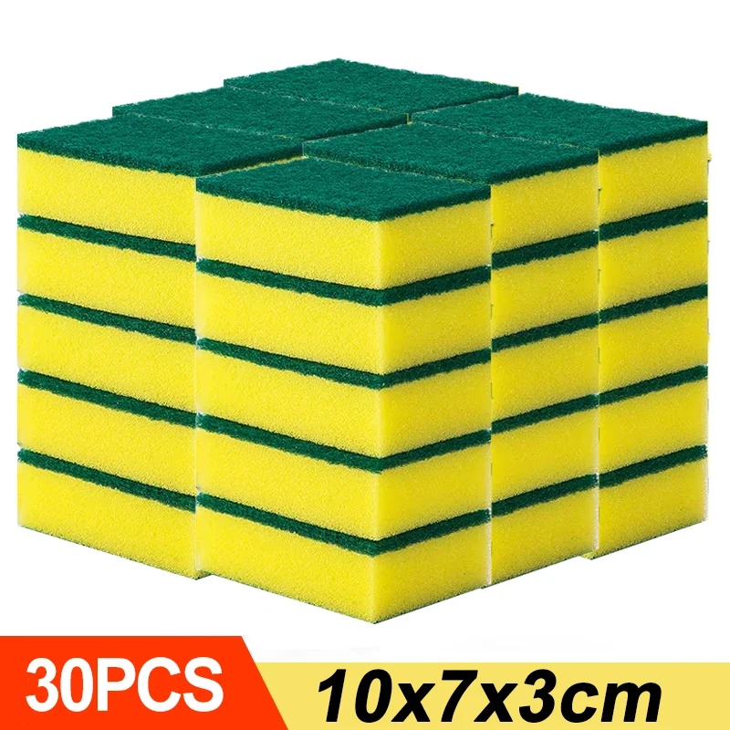 Esponja de lavar louça dupla face altamente absorvente pote de cozinha pratos esponjas de limpeza limpar escova de limpeza doméstica atacado: Laranja