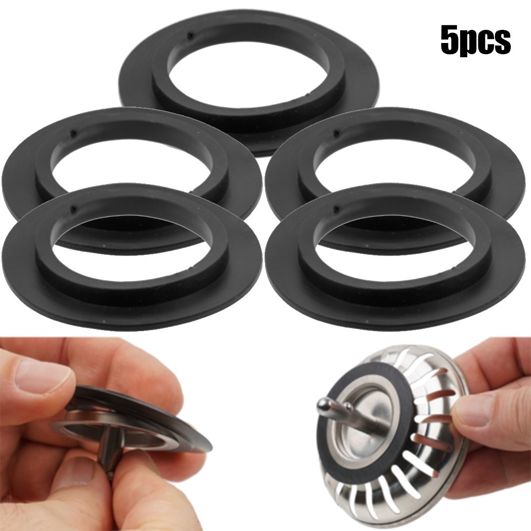 5 stuks 78 79 80 82 83mm keuken badkamer wastafel afvoer afdichtingsring rubberen afdichtingsring pakking voor franke mandzeef stop: Zwart nikkel