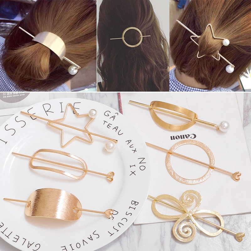 Original Alloy Round Top Hairpin Bun Cage Minimalist Bun Holder Cage Hair Stick Girl Hair Accessories Hair Jewelry