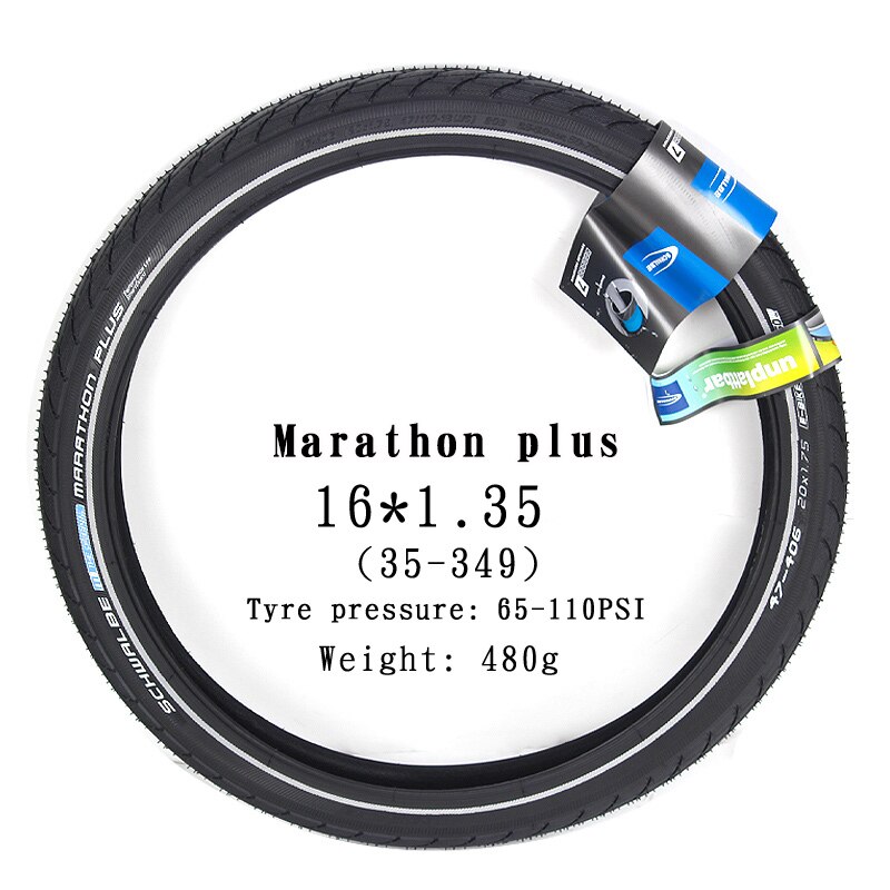 Schwalbe marathon plus däck 16 tum 406 20 tum ståltråd stickskyddat 16*1.35 20*1.35 1.75 liten hjuldiameter resande däck: 1 st 16 x 1.35