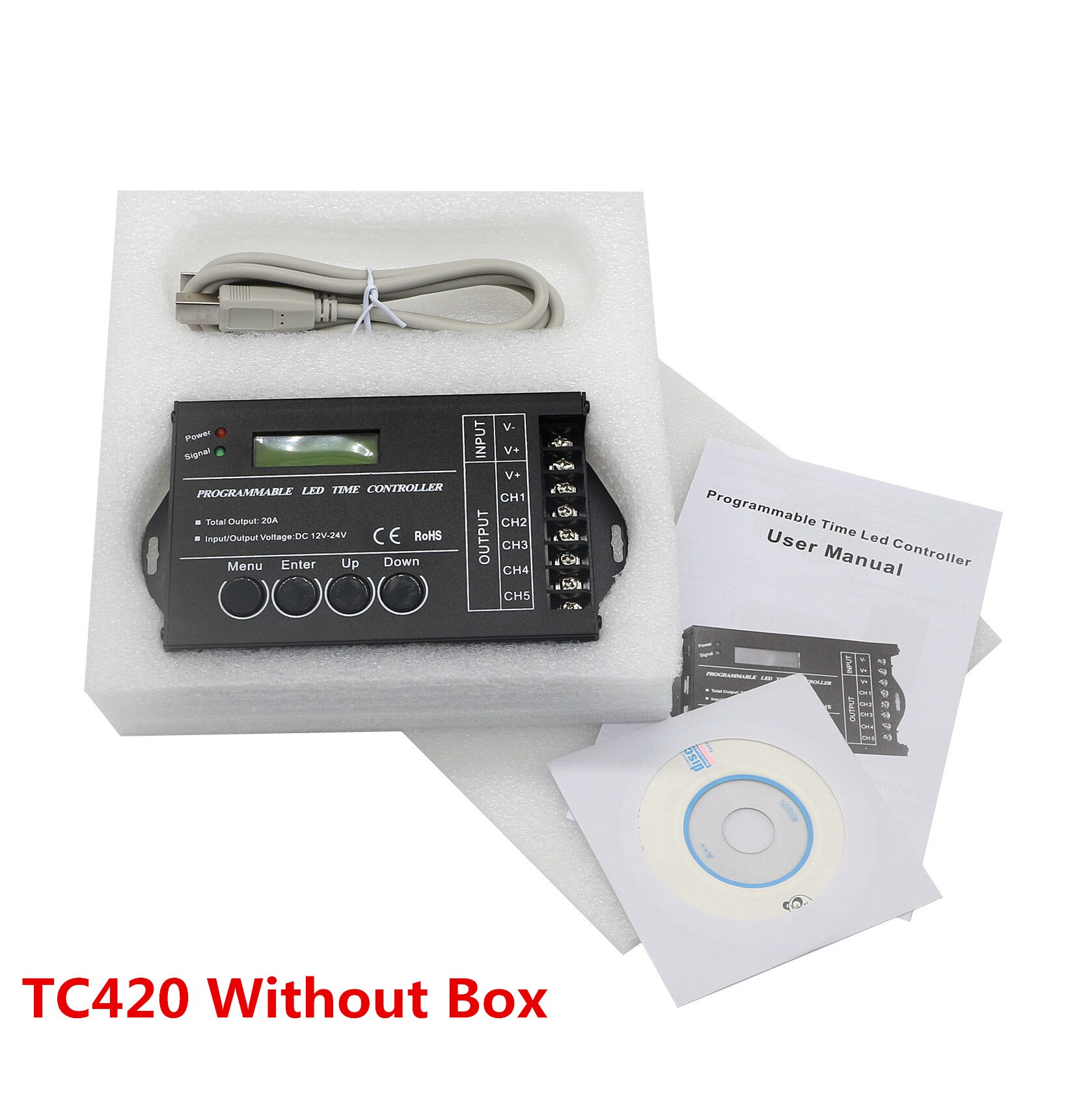 WiFi Time Programmable RGB LED Controller TC421 TC420 Time LED Controller DC12V/24V 5 Channel Total Output 20A LED Strip Dimmer: TC420-no box