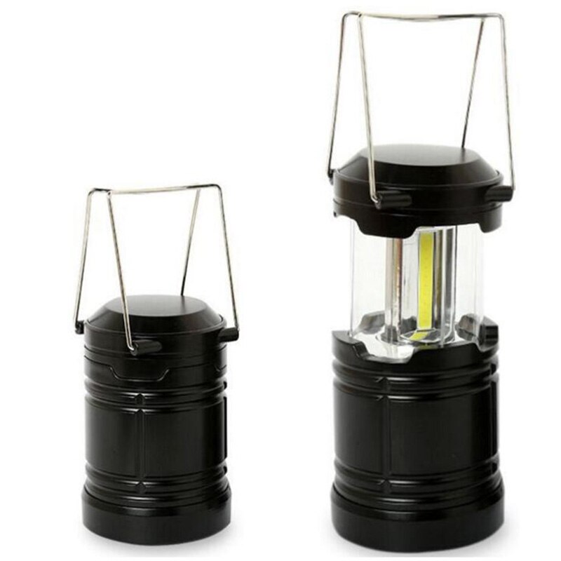 Ultra Bright LED Camping Lantern 3*COB Portable AA Battery Outdoor Tent Lamp Hanging Collapsible LED Camp Lantern Flashlight: black