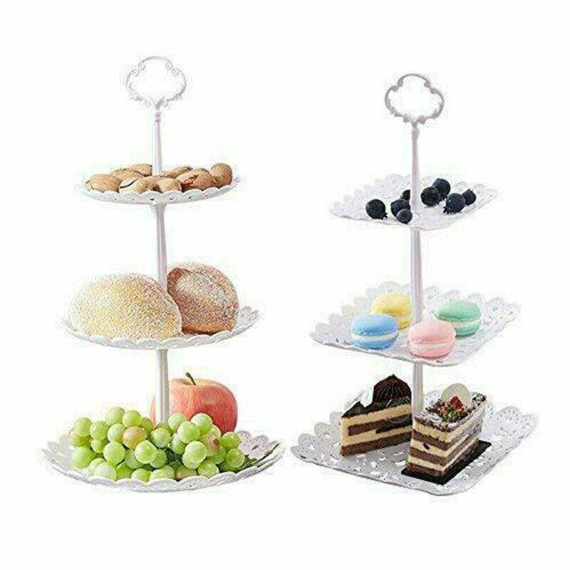 3 Tier Cardboard Cupcake Cake Muffin Stand Food Serving Birthday Wedding Party Cake Storage Tray