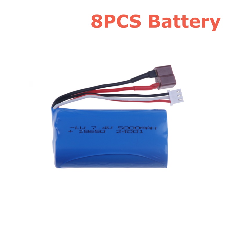 7.4V 18650 5000mAh 30C Lipo Battery for Wltoys 10428 /12428/12423 RC Car Parts 7.4v battery For Wltoys 144001 A959-B A969-B 9125: Light Grey