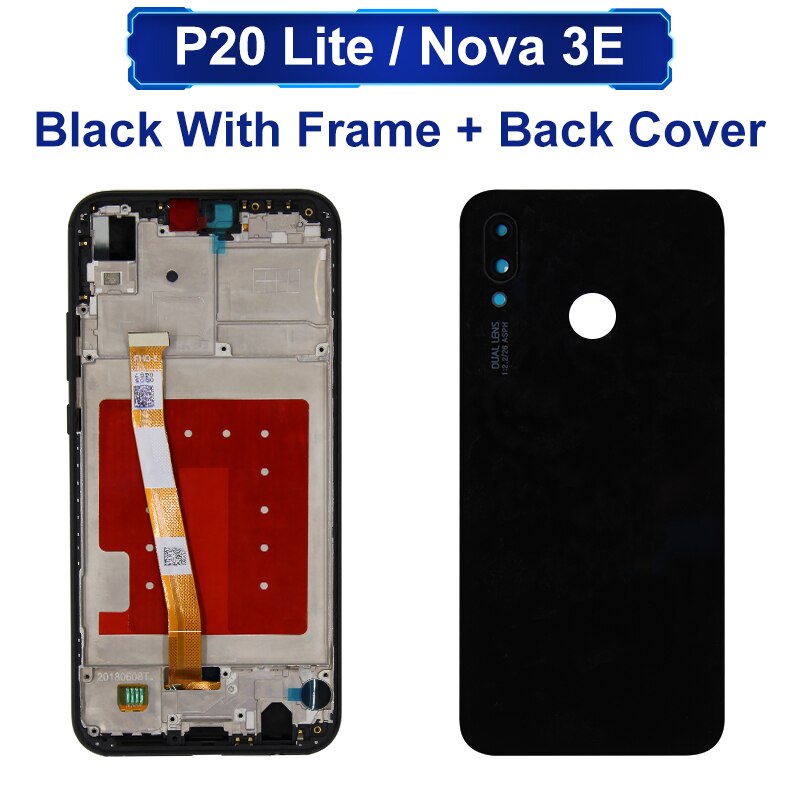 5.84&quot; For Huawei P20 Lite Display LCD Touch Screen Digitizer For Huawei Nova 3e LCD ANE-LX1 ANE-LX2 Display Replacement Parts: Black Frame Cover