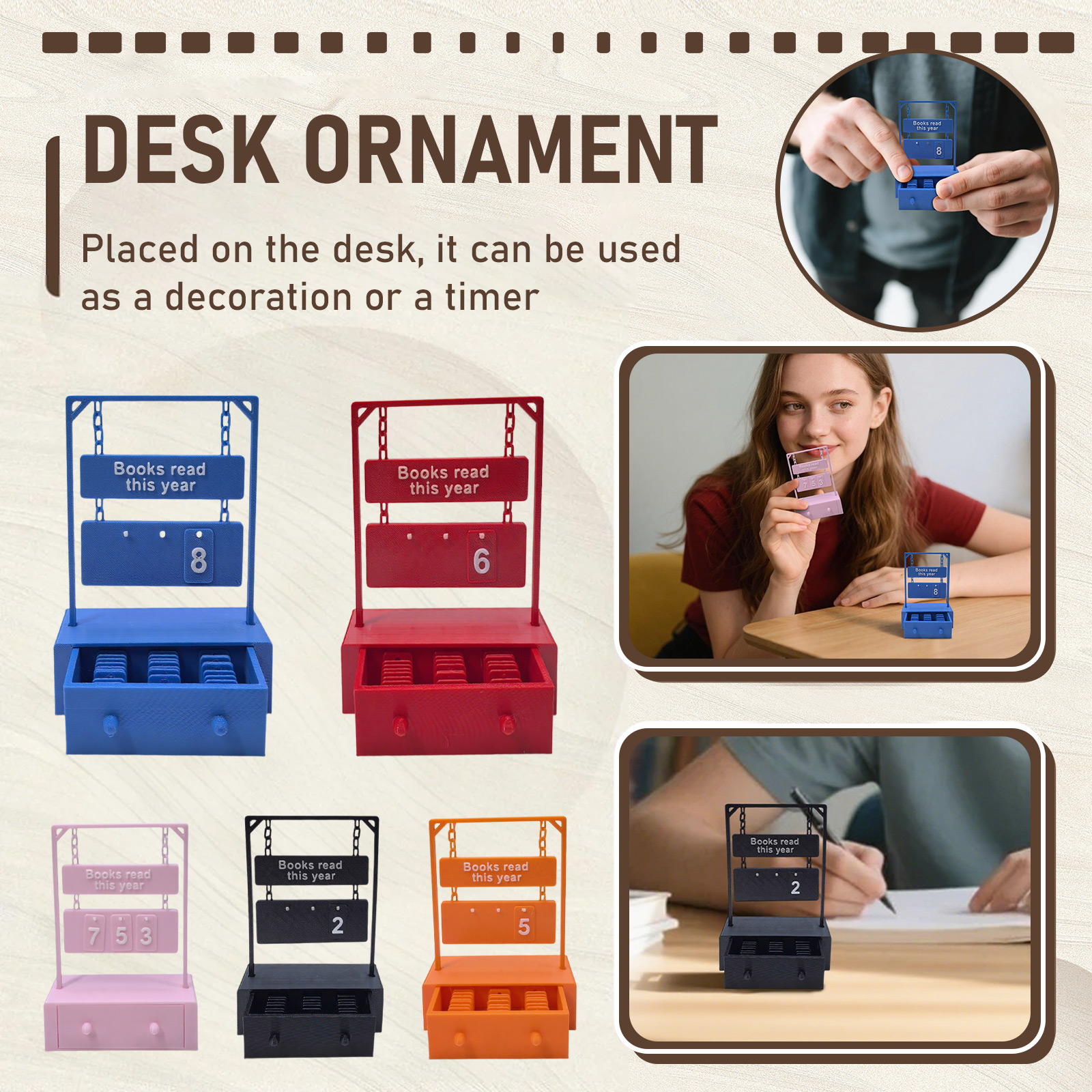Manual Rotation Easy Update Hanging Book Counter With Digital Storage Suitable For Classrooms Libraries And Reading Challenges