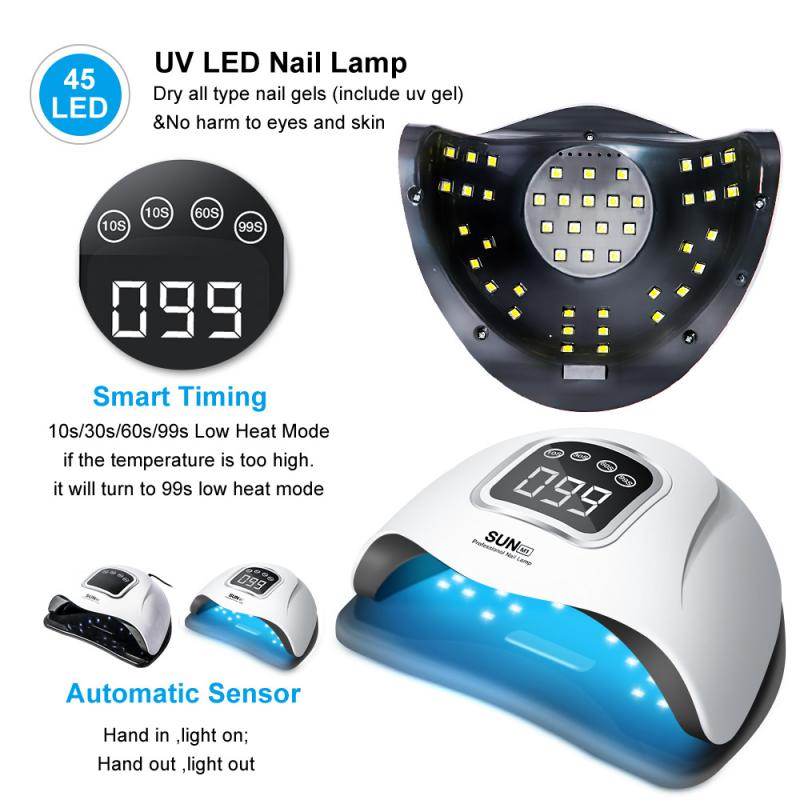 SUN M1-Lámpara de secado rápido para uñas, accesorio para manicura, con 45 LED UV, 168W