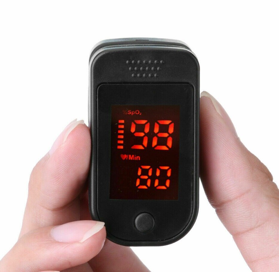 LED Finger Pulse Oximeter Blood SPO2 Oxygen Level PR Saturation Heart Rate Patient Monitor Party Favor Pouch&Lanyard