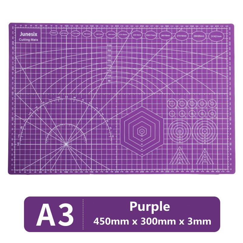 A3 A4 A5 Double Face PVC Tapis De Coupe Auto-Guérison Compatible Lame Rotative Marteau Trou Poinçons ARTISANAT CUIR BRICOLAGE Outils De Couture: A3 Purple