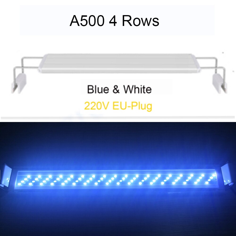 Super Slim LEDs Aquarium Lighting Aquatic Plant Light 20-70CM Extensible Waterproof Clip on Lamp For Fish Tank: A500-BW EU-Plug