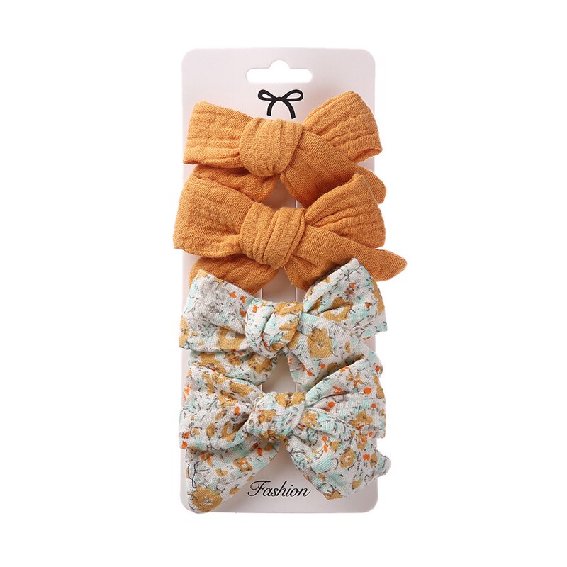 Pinzas para el pelo para niña, ganchos de algodón para bebé, accesorios bohemios, horquilla bonita para niña, 4 unids/set por juego: 8