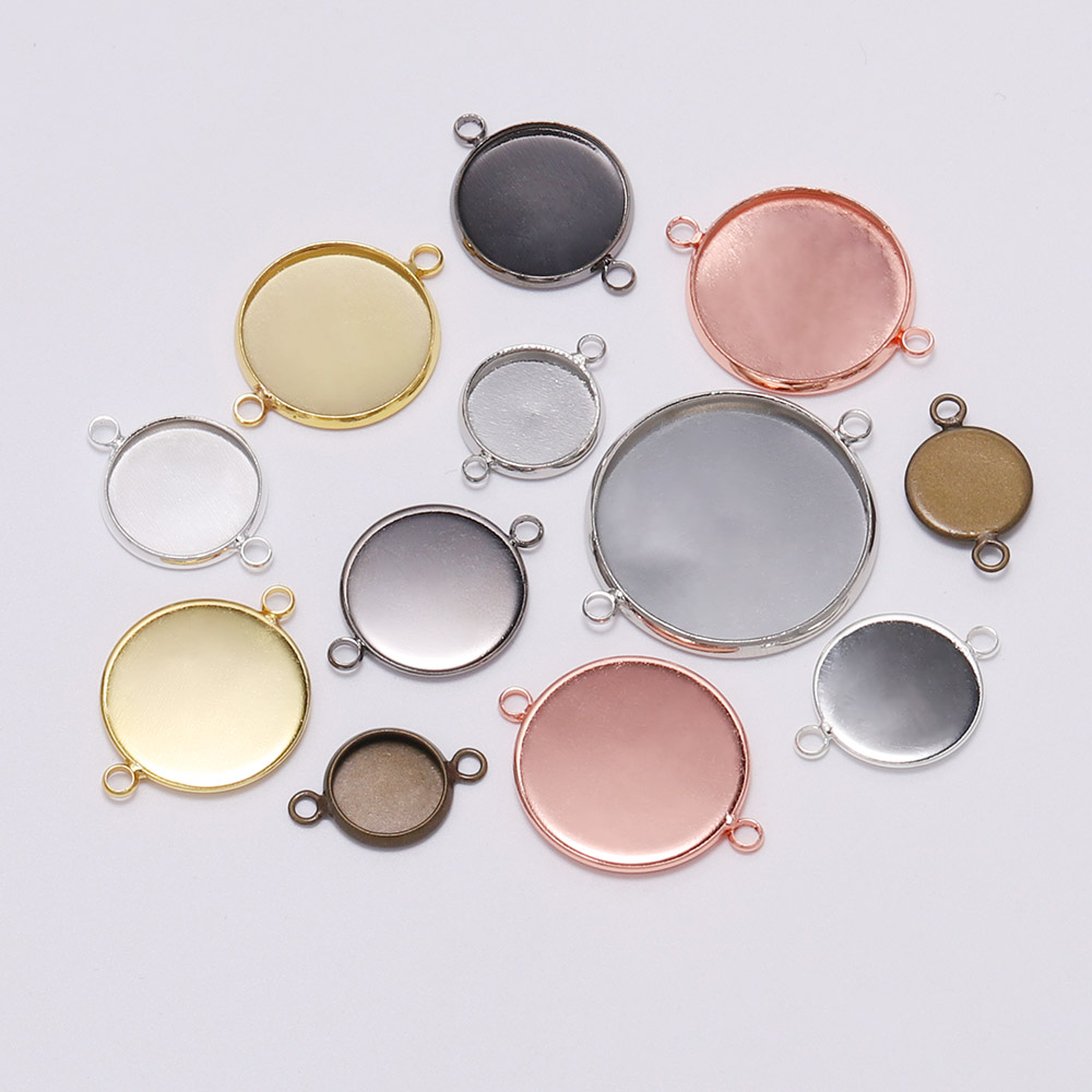 Conectores de Base de cabujón para pulsera de 20 piezas, ajuste de bandeja Base de camafeo, bisel, suministros en blanco para fabricación de joyas, accesorios DIY