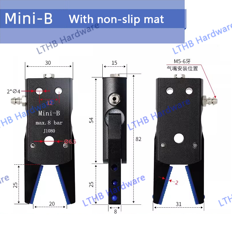 Pneumatische Grijper Manipulator Armatuur voor Spuitgieten Grijpen Met Sensor Schakelaar Water Uitloop Clip Robot Arm Arm Armatuur Cilinder: Sky Blue