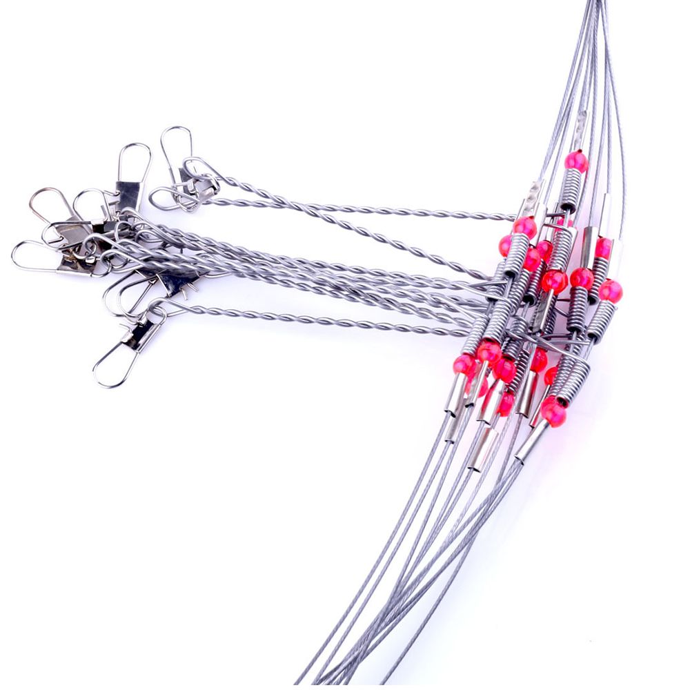 Stainless Steel String Fish Hook Rolling Swivels Fishing Wire Line Rope Wire Safety Snaps Leader Trace With Snap