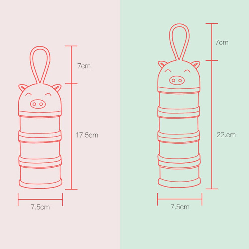 Caja de leche en polvo para bebé recién nacido, desmontable, bonito cerdo, Multi capas, portátil, leche en polvo, dulces, caja de almacenamiento de alimentos, para niños