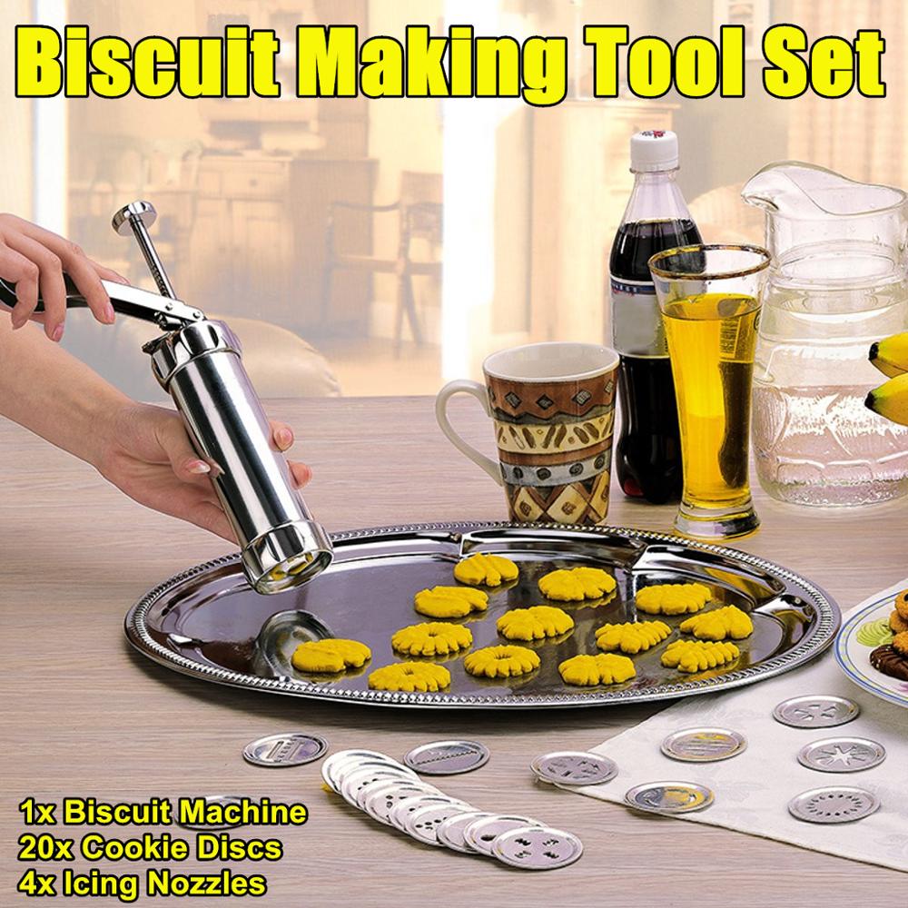 Stainless Steel Non-Stick Cookie Press Set Include 22 Shapes &amp; 4 Decorating Tips
