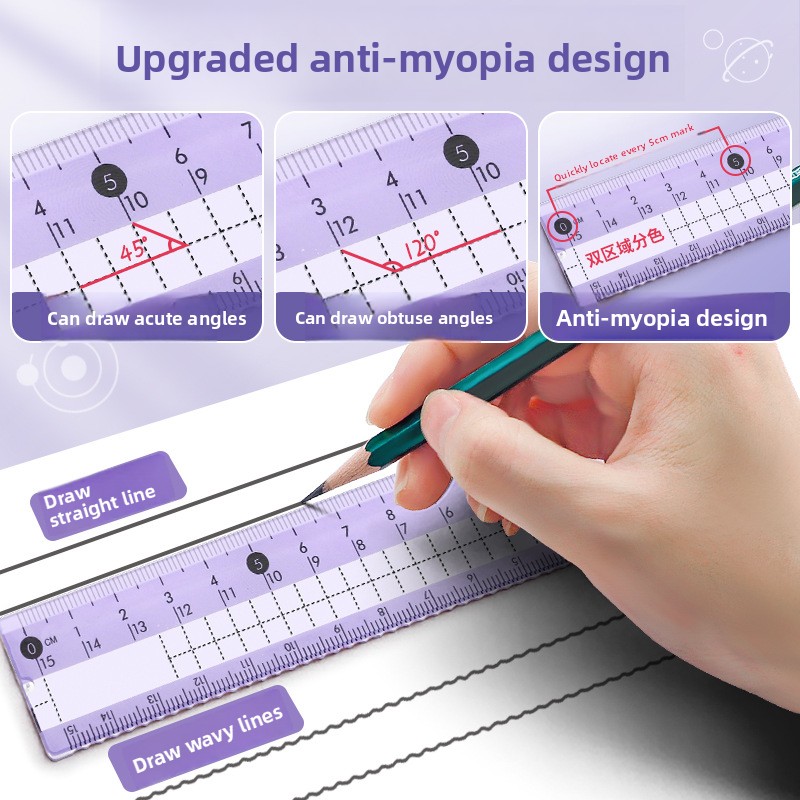 Juego de medición de 8 piezas para prevenir miopía, regla de brújula para medir ángulo preciso, dibujo de tareas de estudiantes, papelería de de oficina
