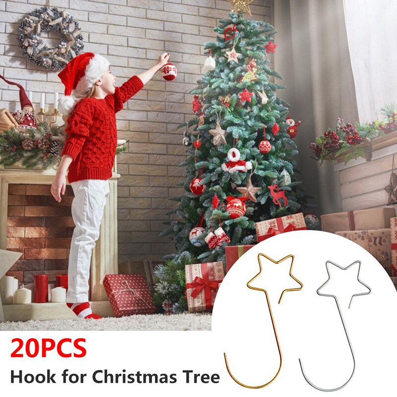 20 Stks/set Kerst Ster Vormige S-Haak 4 Kleur Gouden Zilveren Metalen Haak Krans Guirlande Kerstboom Opknoping Hanger ornament