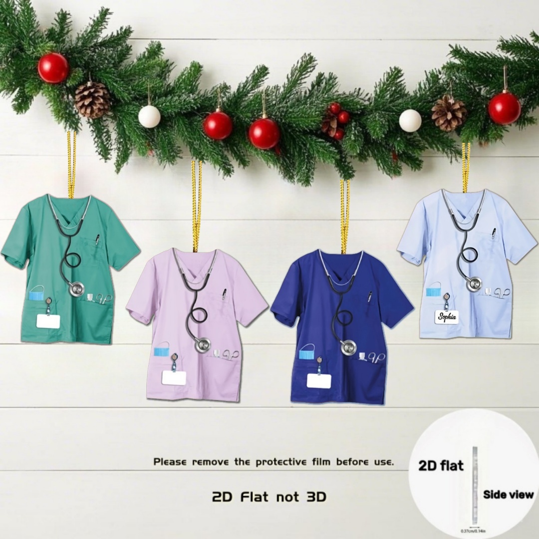 Sygeplejerskeuniform nøglering vedhæng, sygeplejersketøj 2d flade akryl ornament charms, hængende dekoration til bil, taske, festlig, fest